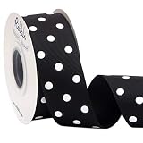 Ribbli Grosgrain Polka Dot Craft Ribbon,1-1/2 Inch,Continuous 20-Yard Spool,Black with White Dots,Us