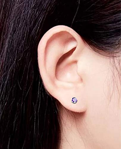 Tornito 7-14 Pairs Stainless Steel CZ Stud Earrings for Women Multicolor Cubic Zirconia Cartilage Helix Earrings Set Screwback 4MM3