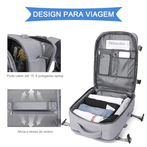 Mochila De Viagem Grande, Impermeável, Com Porta Usb, Multifuncional Antifurto, Compartimento Para S