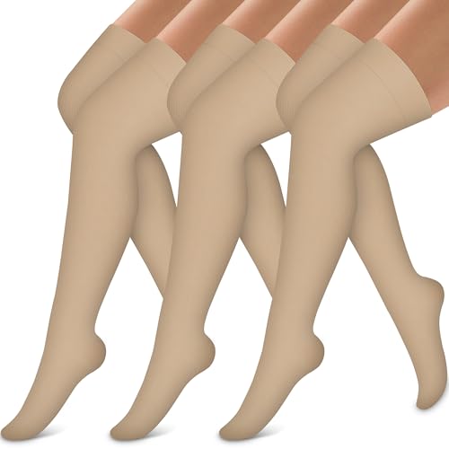 Image of Bluemaple Thigh High Compression Socks for Women and Men Circulation(3 Pairs) Over the Knee-Best Support for Running,Travel