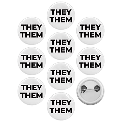 They Them Pronouns Gender Identity LGBTQ �s���o�b�N�{�^���o�b�W (1�C���`), 1 inch, �v���X�`�b�N, ��΂Ȃ��B
