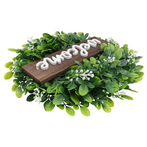 Guirnalda artificial de plantas con base de madera lavable para colgar en pared 2
