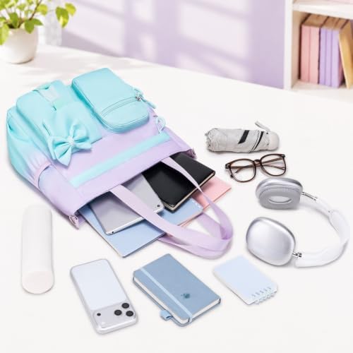 Bevalsa Girls Backpack Set with Lunch Bag, Pencil Case & Bow Tote Bag — view 3