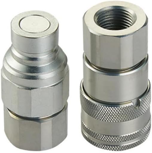1/2" Hydraulic Flat Face Quick Connect Couplers – Hydraulic Fittings Automotive Tools – Skid Steer Hydraulics Coupler Male and Female Side ISO 16028 ISO12.5 – Connector Fitting fits for Bobcat
