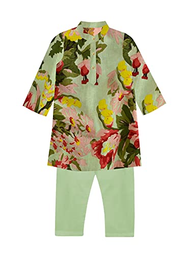 Image of A.T.U.N. (ALL THINGS UBER NICE) Boys Full Sleeve Cotton Floral Printed Kurta and Pyjama Set | Ethnic Clothing Set for Festival and Special Occasion | 2 Piece Set for Boys
