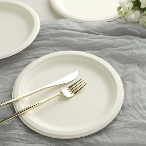 Efavormart 50-Pack 9" Biodegradable Bagasse Paper Plates; Eco-Friendly Compostable Sugarcane