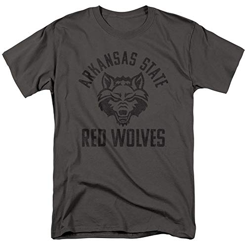Arkansas State University Official One Color Red Wolves Logo Unisex Adult T-Shirt, Charcoal Black, 4X-Large