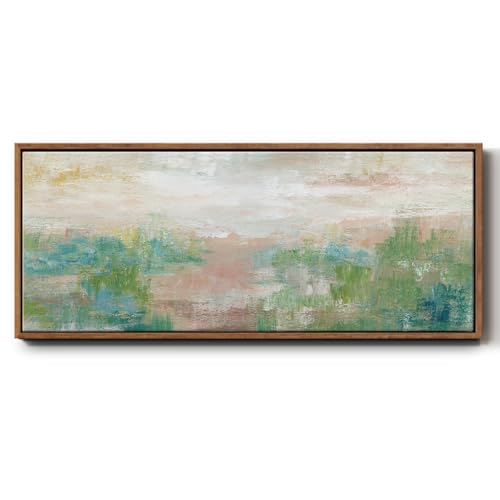 Renditions Gallery Canvas Painting For Home Sea Oats Abstract Floater Framed Wall Hanging for Kitchen Bedroom Lounge - 20"X50" WALNUT Frame GAL039