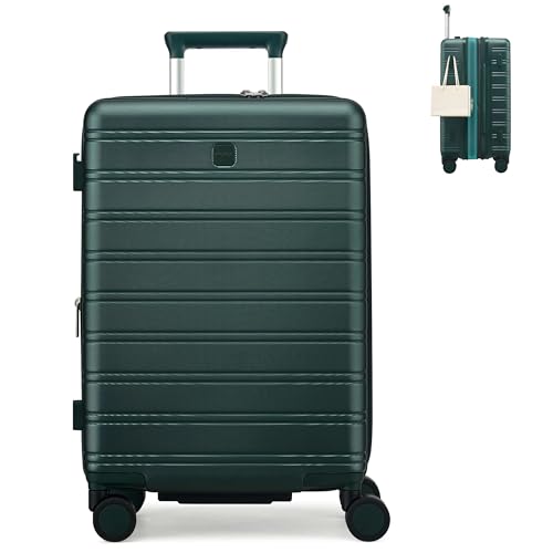 Image of MILADA 24 Inch Expandable Hardside Checked Luggage with Dual 360 Spinner Wheels, Medium Travel Suitcase with TSA Lock, Airline-Approved, Lightweight Durable PC Shell for Travel, Blackish Green