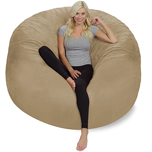 Chill Sack Bean Bag Chair: Giant 6' Memory Foam Furniture Bean Bag - Big Sofa With Soft Micro Fiber Cover, Camel #TOP2