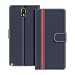 Produktbild COODIO Handyhülle für Samsung Galaxy Note 3 Handy Hülle, Samsung Galaxy Note 3 Hülle Leder Handytasche für Samsung Galaxy Note 3 Klapphülle Tasche, Dunkel Blau/Rot