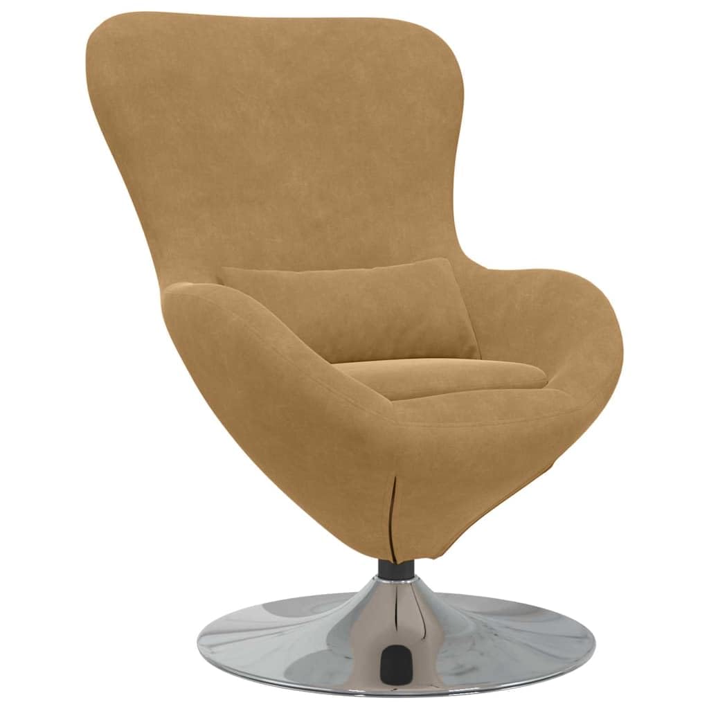 Sillón de salón de terciopelo marrón – Moderno sillón giratorio con base giratoria de 360° para salón y dormitorio – Elegante sillón relax con reposabrazos – Sillón acolchado para la esquina