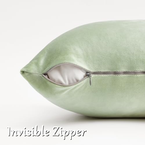 Image of GIGIZAZA Sage Green Pillow Covers 16x16 Throw Pillows Velvet Decorative Sofa Couch Pillow Covers Bedroom Cushion Pillowcase