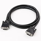 DTech DB9 to DB9 RS232 Serial Cable Male to Male Null Modem Cord Cross TX/RX line for Data Communication (6 Feet, Black)