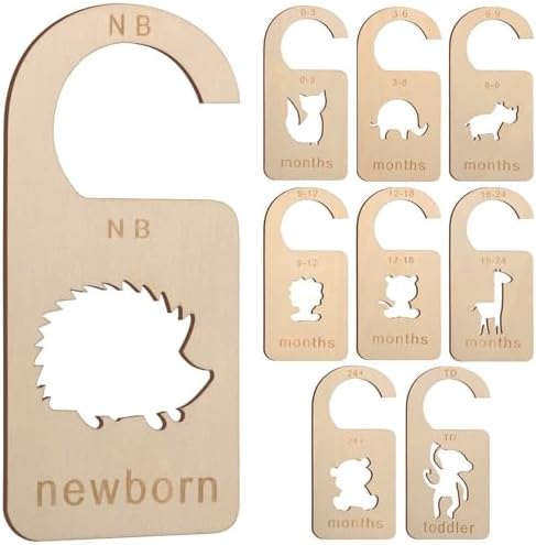 PUREOY 7/8 Pcs Baby Wardrobe Dividers Closet Wooden Baby Garment Size Markers Newborn Toddler Clothes Daily Organization