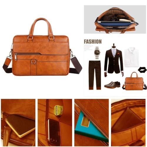 Image of CAVALO - Be Unique Leather Men's Laptop Bag Retro Messsenger Bag Men's Handbag Crossbody Bag Personality Briefcase (upto 14 inch) | Premium PU Leather