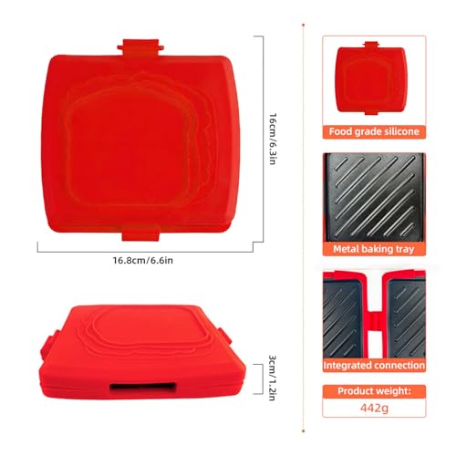 Sandwichpress,Antiaanbak Hittebestendig Draagbaar Kookapparaat - Magnetron Kaas Toaster Toastie Press Pan,Voor Quesadilla Snacks Voedselbereiding Thuis Appartement Studentenkamer Keuken - Image 5