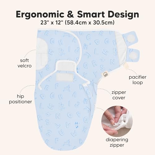 Image of Baby Swaddle Sleep Sacks with Zipper - 3-Pack Swaddles for Newborns 0-3 Months, Infant, Baby Girls, Boys, Soft & Durable Newborn Sleep Sack, Easy Diaper Change Swaddling Blanket (ABC Land Cloud, OS)