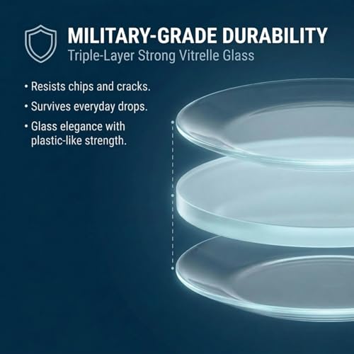 Corelle Vitrelle 6-Piece Salad Plates Set Triple Layer Glass and Chip Resistant, 8-1/2-Inch Lightweight Round Plates, Winter Frost White - Image 7