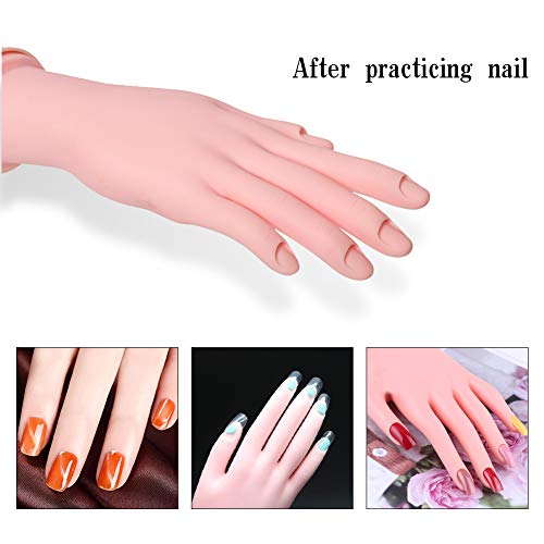 Aoraem Nail Practice Hand Flexible Soft Plastic Mannequin Trainning Hand Nails Tips Art Trainer Manicure Practice Hand Tool（2Pcs） #TOP5