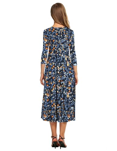Image of HOTOUCH Women's 3 /4 Sleeve A-line and Flare Midi Long Dress
