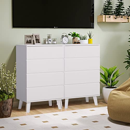 Yigobuy Modern White Tall Dresser 4 Drawer Chest Of Drawers For Bedroom Wood Organizer With Wide Storage Space, Storage Tower Clothes Organizer Large Storage Cabinet For Bedroom #TOP1