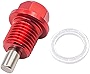 Yonput 1 PC M14 x 1.5 Magnetic Oil Drain Plug with Four Spacers, Sump Drain Nut Bolt Compatible with Most Honda, Mazda, Jeep, Volkswagen, Suzuki, Used for Reduces Debris, Car Accessories (Red)