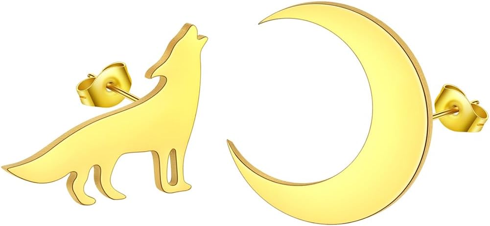 Orecchini a forma di luna, orecchini a forma di mezzaluna, orecchini a perno in acciaio inossidabile dorato, semplici e discreti, regalo per lei. - Italia