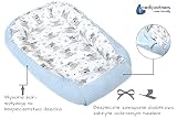Dwustronny Kokon dla niemowląt 100% Bawełna Wafel 100x60x15cm Antyalergiczne wypełnienie Medi Partners (Teddy z j. niebieskim Waflem)