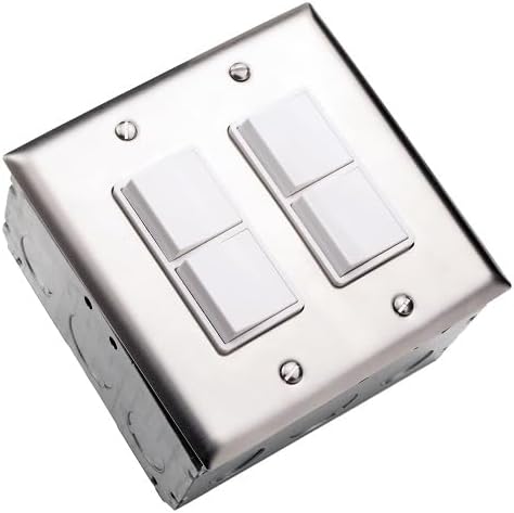 Eurofase Heating EFDWPW Dual Duplex Switch Wall Plate and Gang Box - 20 Amp Per Pole, Finish Color: White
