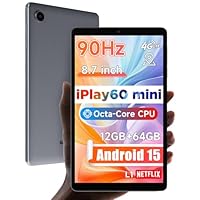 ALLDOCUBE Android 15 Tablet, 8.7" iPlay 60 Mini Tab, 90Hz Reflex, 400Nits, Octa-Core CPU, Widewine L1, Dual Speakers, 4000mAh, 4G LTE+2.4G/5G WiFi+BT 5.0, GPS, 800&times;1340HD, 12GB+64GB(512GB TF)