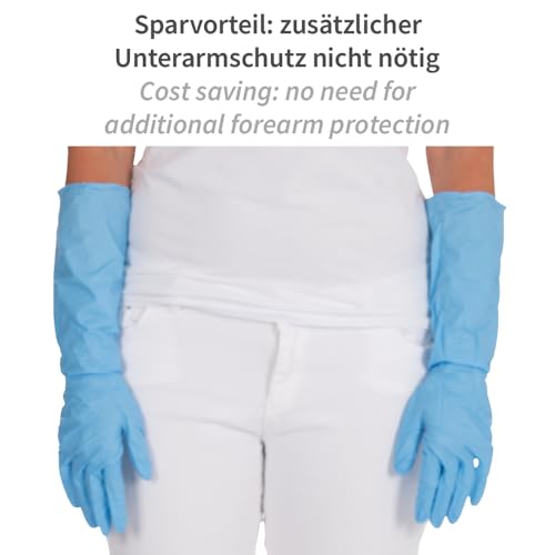 Franz Mensch Hygostar - Boîte de 50 gants jetables en nitrile extra sûrs (40 cm, sans poudre, taille 8/M, longueur 40 cm, gants de protection jetables) – vue 3