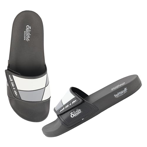 Image of WELCOME Soft Men's Slippers /Sliders with Cushion FootBed for Adult | Comfortable & Light Weight | Stylish & Anti-Skid | Waterproof & Regular Flip Flops for Gents /Boys
