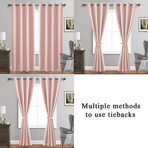 JIUZHEN Blackout Curtains with Tiebacks for Bedroom, Light Blocking and Noise Reducing Grommet Window Curtains for Living Room, Set of 2 Panels, 52 x 96 Inch Length, Blush Pink by JIUZHEN - Used condition - Image 7