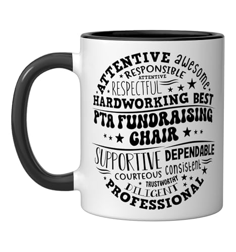 PTA Fundraising Chair Team Supporter PTA Squad Ceramic Mug, Black/White