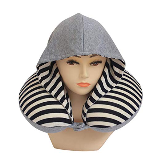 Oreiller en forme de U avec chapeau idéal pour dormir en avion et train