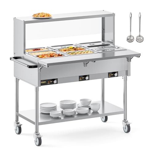 ROVSUN 72QT Electric Commercial Food Warmer, 9-Pan Steam Table 8QT/Pan