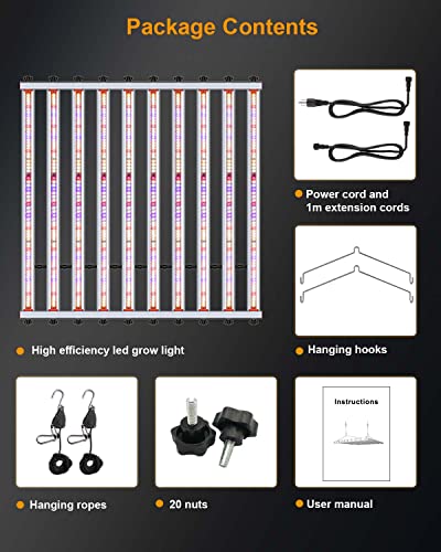 Dommia Led Grow Light 650W 10 Bars Pre-Install Full Spectrum Etl Plant Growing Lights Fixture Warmwhite Grow Lamp For Hydroponic Greenhouse Commercial 4X4Ft 5X5Ft Grow Tent Veg Flower (Dm6000) #TOP7