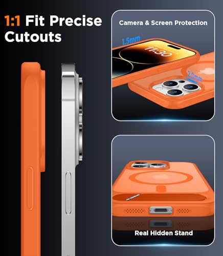 Image of Magnetic Compatible with iPhone 14 Pro Max Case, [Built-in Invisible Kickstand][Compatible with MagSafe] [Military Grade Shockproof] Slim Translucent Matte Phone Case for iPhone 14 Pro Max 6.7 inch