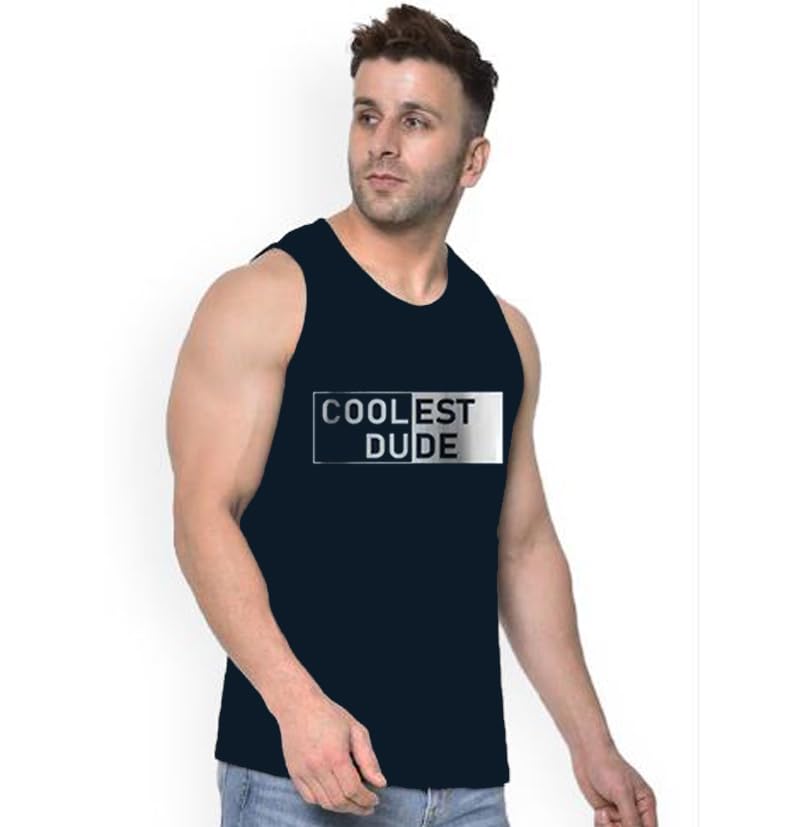 Men's Sleeveless Gym Tank Top | Dryfit Round Neck Printed Sando/Baniyan for Workout & Casual Wear | Muscle Vest for Gym, Beach & Casual Tshirt Men Ganji