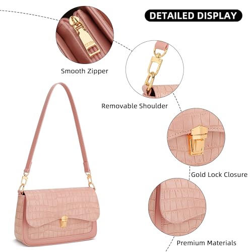 Image of KKXIU Small Shoulder Bag for Women Cute Hobo Handbags Mini Clutch Purses | Classic Trendy Retro Underarm Crossbody Bag with Detachable Straps, Zipper Closure
