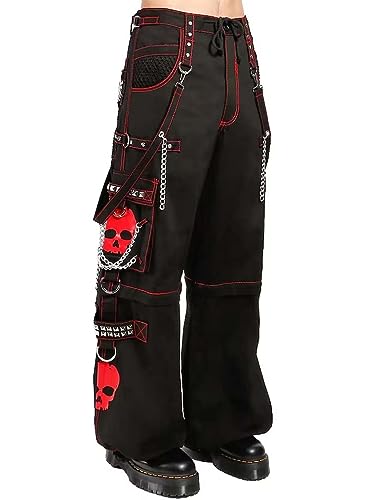 Gothic Pant | RED Super Skull Gothic Cyber Chain Goth Jeans Punk Rock Pants | Skull Gothic Pant | Gothic Pants