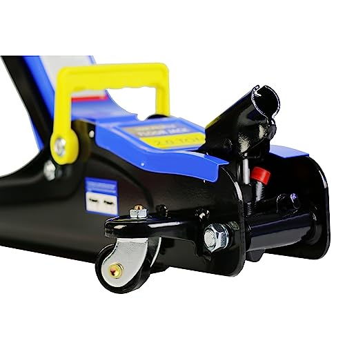 2 Ton Floor Jack, Hydraulic Low Profile Floor Jack with Single Piston Quick Lift Pump, Heavy Duty Steel Racing Car Floor Jack Lifting Range 3.3\"-15.2\", Black+Blue