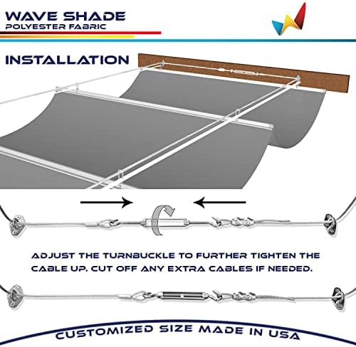Windscreen4less 3' x 36' Waterproof Retractable Sun Shade Canopy Cover Sliding Wave Shade Sail for Pergola Patio Deck Yard Gazebo Outdoor (Light Gray)