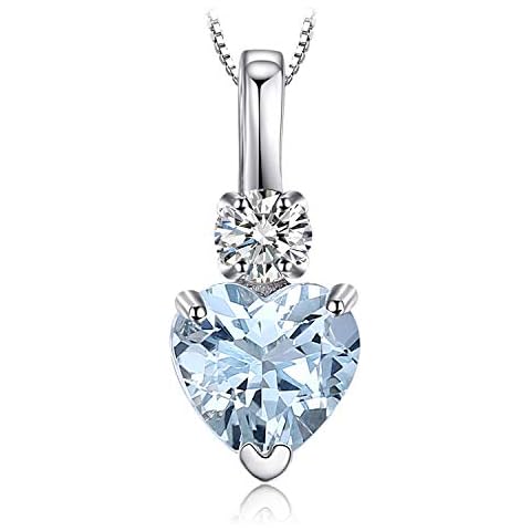 JewelryPalace Collar Corazón con Aguamarina Azul Cover