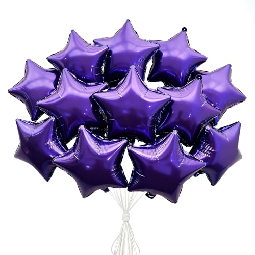 HSBWORG Purple Star Foil Balloons 12 Pack : 16 Inch
