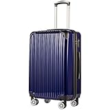 Coolife Luggage Expandable(only 28') Suitcase PC+ABS Spinner 20in 24in 28in Carry on (navy new, S(20in)_carry on)