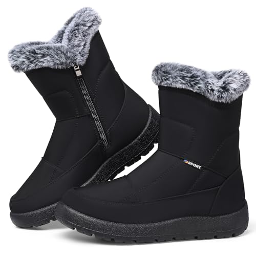 SHIBEVER Women’s Snow Boots Winter: Waterproof Fur Lined Anti-Slip Ankle Booties Outdoor Comfortable Warm Women Snow Boot
