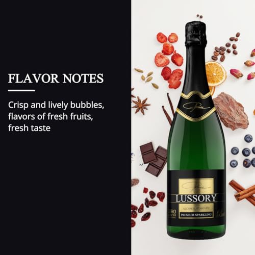Image of Lussory Premium Sparkling Brut Dealcoholized 0.0% Non Alcoholic Wine From Spain, Low Calories, Organic, Vegan (750ml, 6 Bottle)