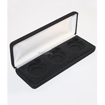 Black Felt COIN DISPLAY GIFT METAL DELUXE PLUSH BOX holds 3-Half Dollars US JFK